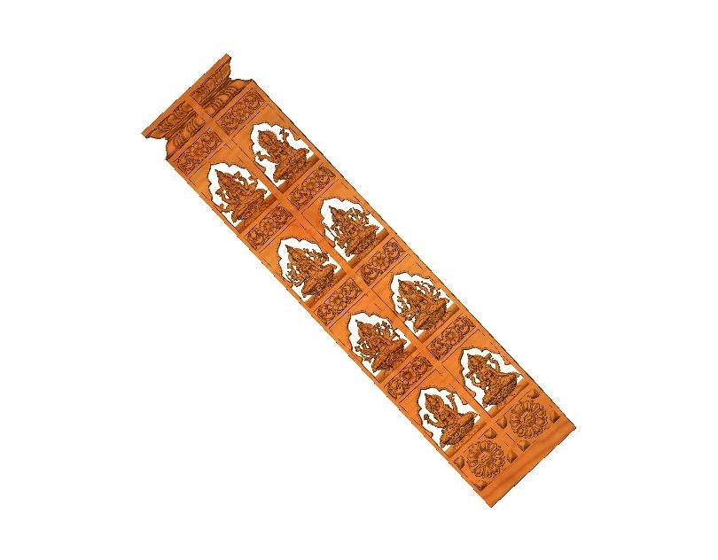 Piller - PILLER-17 Divine Goddess Multi-Panel Temple Pillar 3D Relief Model